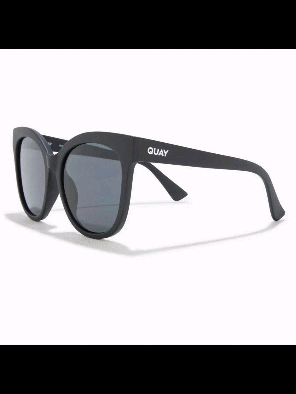 Quay Australia Matte Black Round Sunglasses with Dark Lenses